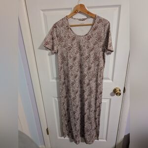 Lands End Womens Nightgown Sleep Dress Brown Short Sleeve Pajamas Sz Medium Tall